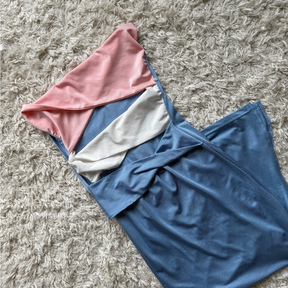 Color Block Dress in Pink, White, and Blue